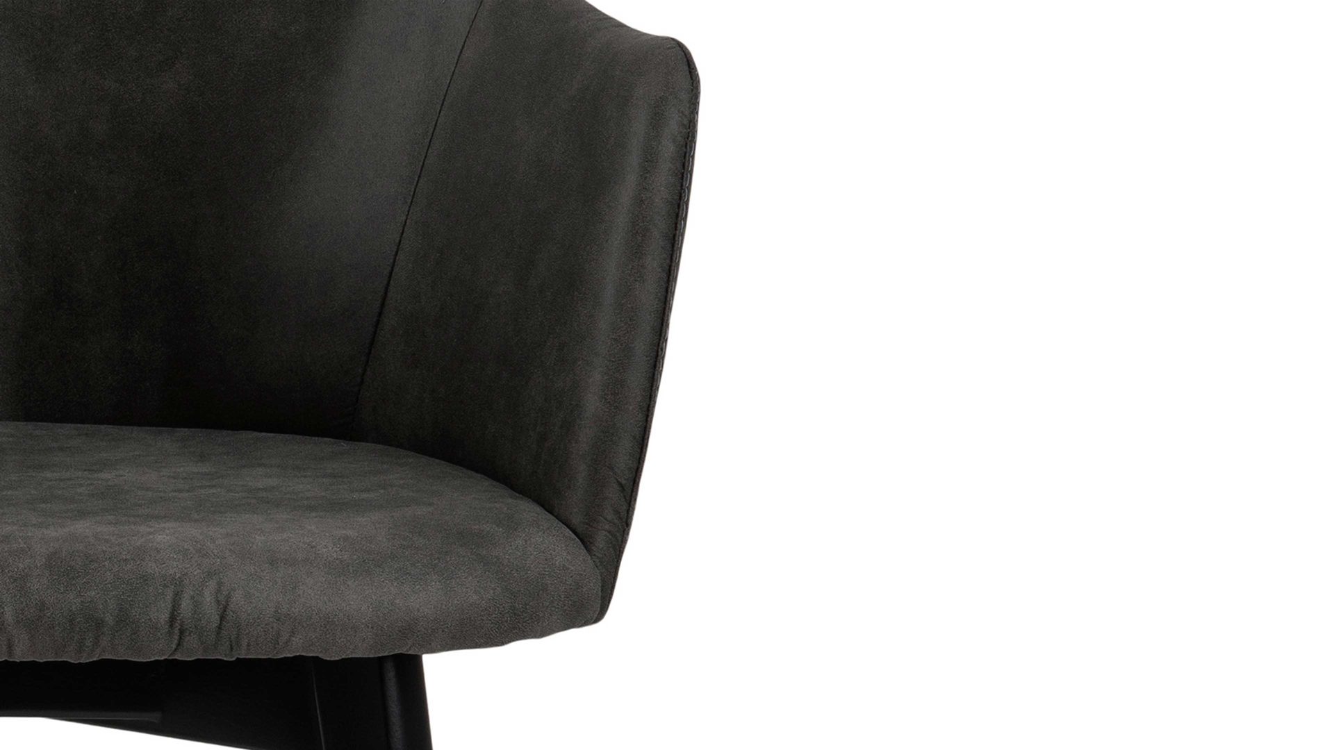 Polsterstuhl Actona group aus Stoff in Anthrazit Armlehnstuhl Bella bzw. Polsterstuhl anthrazitfarbener Stoffbezug Preston 96 & schwarze Holzfüße