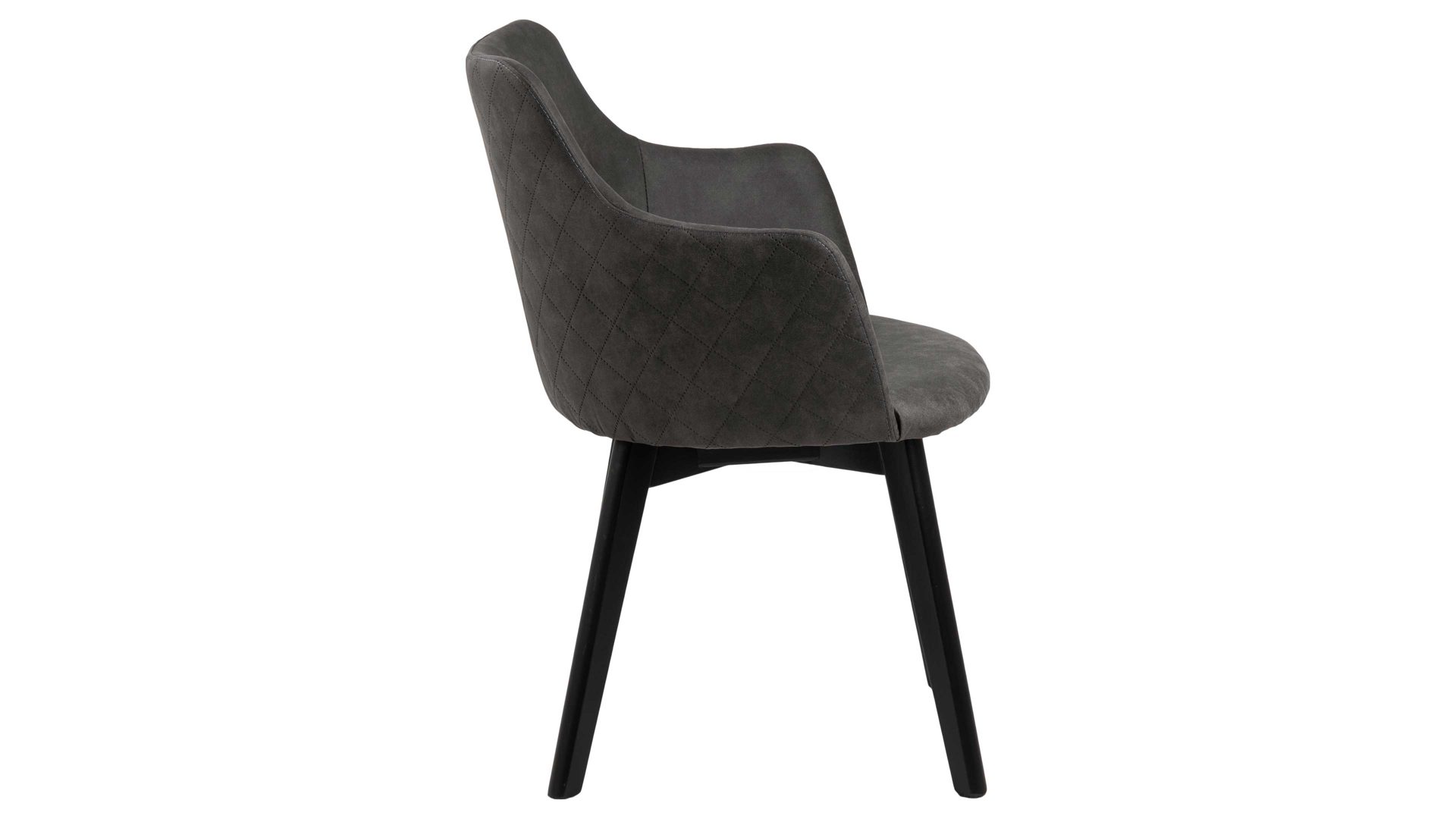 Polsterstuhl Actona group aus Stoff in Anthrazit Armlehnstuhl Bella bzw. Polsterstuhl anthrazitfarbener Stoffbezug Preston 96 & schwarze Holzfüße