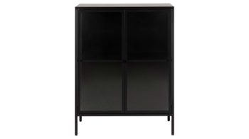 Vitrine Actona group aus Metall in Schwarz Metallmöbel Newcastle - Vitrine Schwarz & Klarglas - zwei Türen, Höhe ca. 99 cm