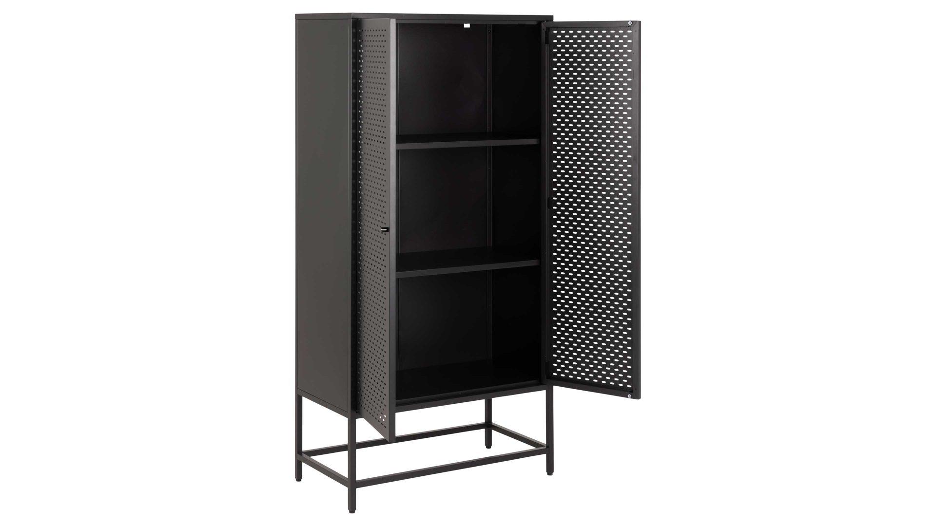 Einzelschrank Actona group aus Metall in Schwarz Metallmöbel Newcastle - Schrank schwarzes Metall - zwei Türen, Breite ca. 80 cm