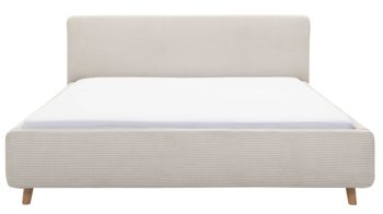 Bettgestell Meise.möbel aus Stoff in Beige Polsterbettgestell Mattis beiger Breitcord Poso 100 & Holzfüße - Liegefläche ca. 180 x 200 cm