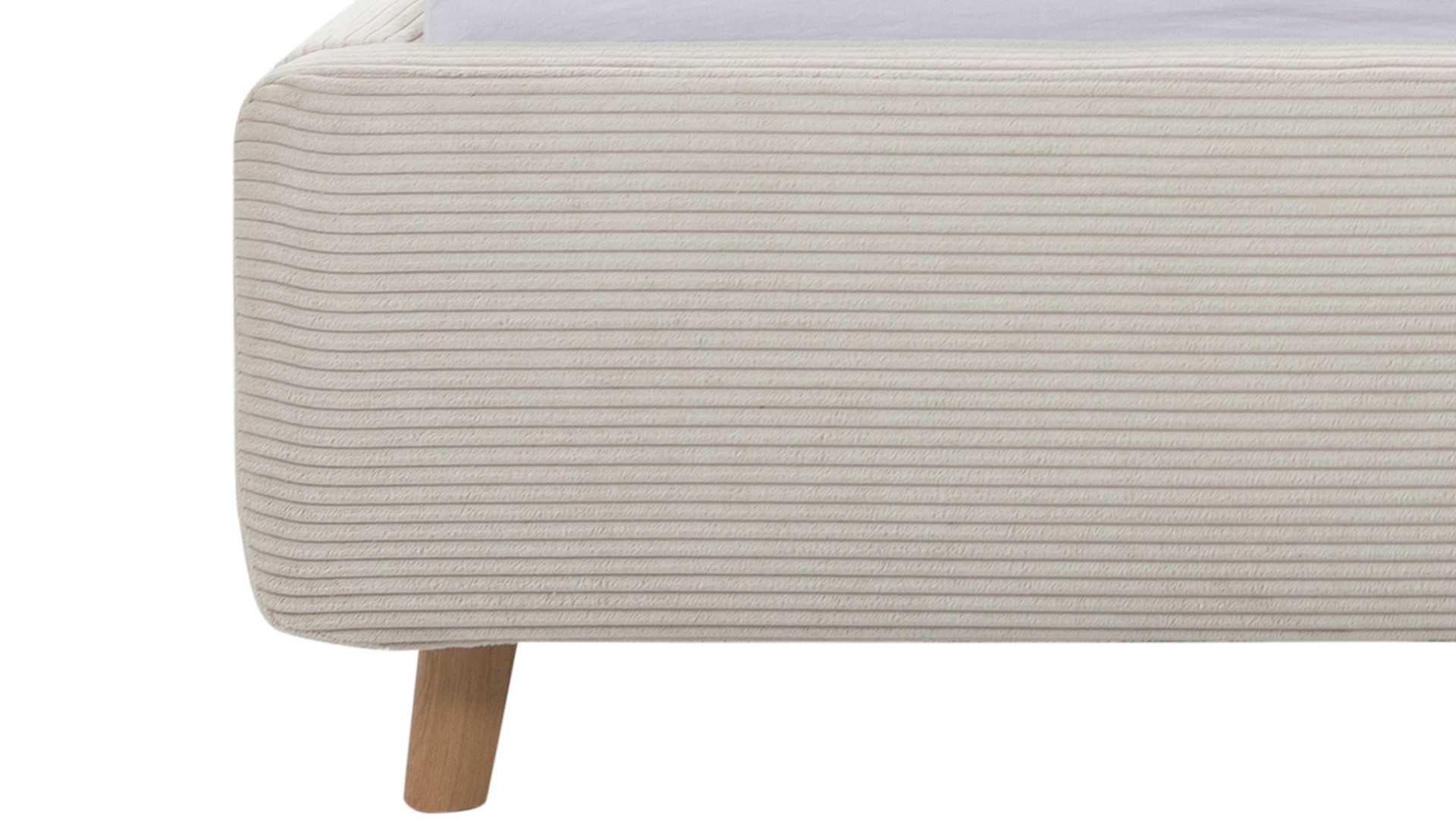 Bettgestell Meise.möbel aus Stoff in Beige Polsterbettgestell Mattis beiger Breitcord Poso 100 & Holzfüße - Liegefläche ca. 180 x 200 cm