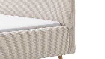 Bettgestell Meise.möbel aus Stoff in Beige Polsterbettgestell Mattis beiger Breitcord Poso 100 & Holzfüße - Liegefläche ca. 180 x 200 cm