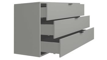 Schubladenkommode Mäusbacher aus Holz in Hellgrau Kommodenserie Bonnie - Schubladenkommode kreidegrauer Mattlack - drei Schubladen, Breite ca. 119 cm