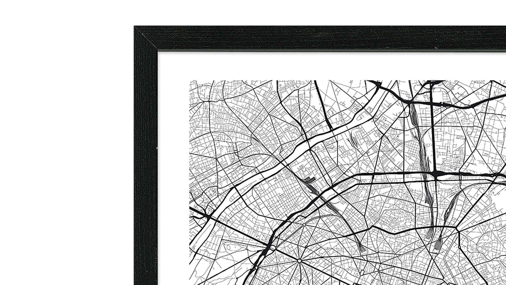 Kunstdruck Pro®art bilderpalette aus Karton / Papier / Pappe in Schwarz PRO®ART Kunstdruck Paris City Map Schwarz & Weiß - ca. 55 x 75 cm