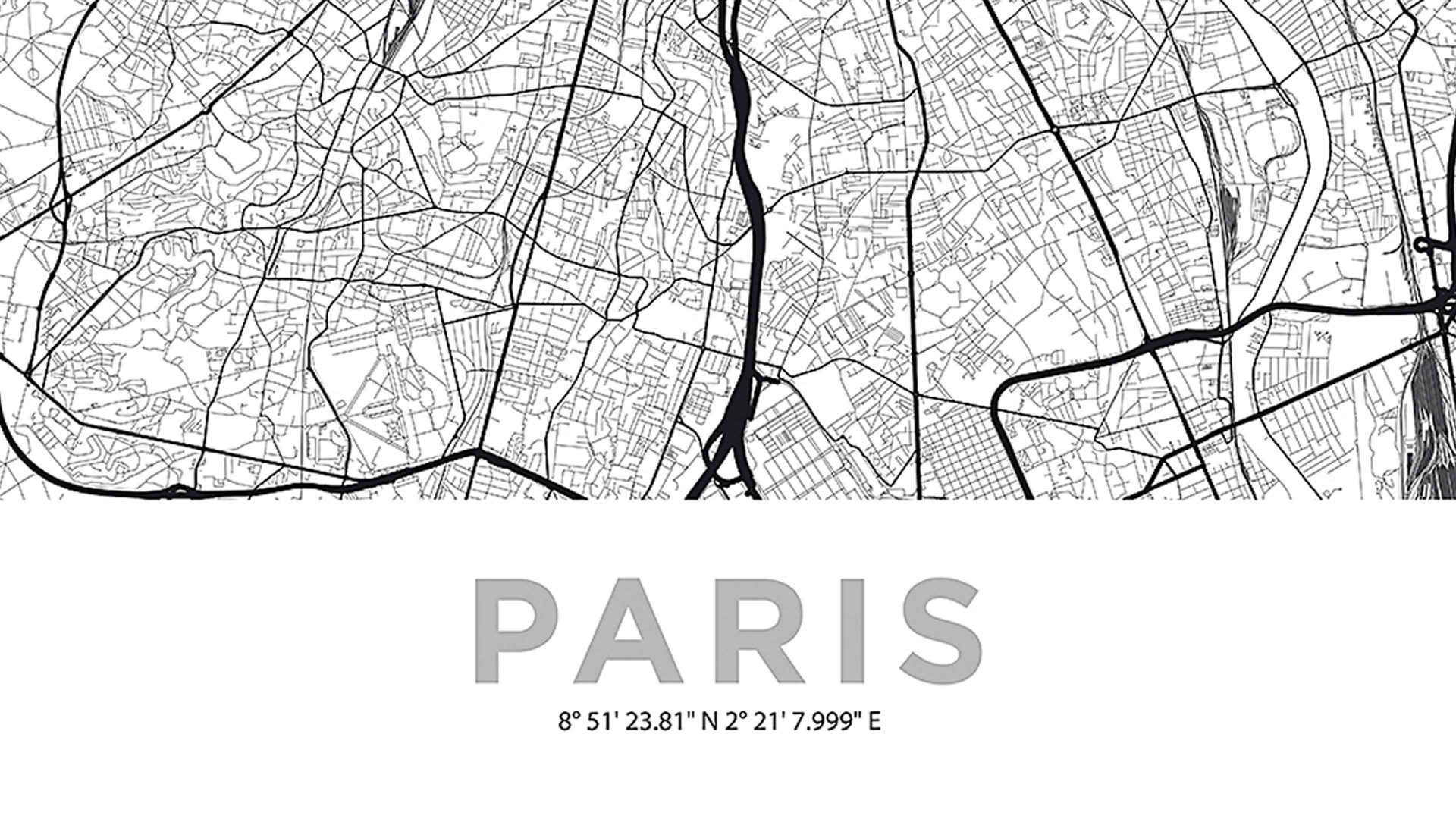 Kunstdruck Pro®art bilderpalette aus Karton / Papier / Pappe in Schwarz PRO®ART Kunstdruck Paris City Map Schwarz & Weiß - ca. 55 x 75 cm