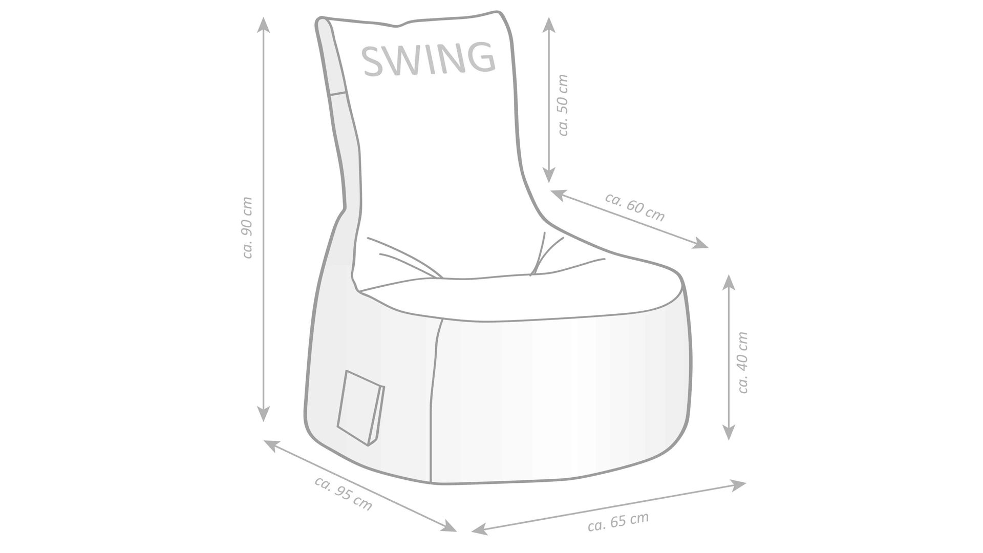 Sitzsack-Sessel Magma sitting point aus Kunstfaser in Hellgrün SITTING POINT Sitzsack-Sessel swing scuba® grüne Kunstfaser - ca. 95 x 90 x 65 cm