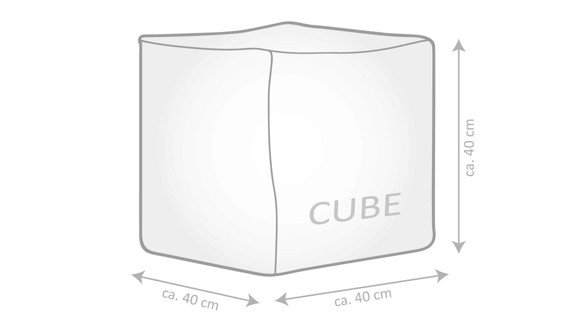 Sitzsack-Würfel Magma sitting point aus Kunstfaser in Hellgrün SITTING POINT Sitzwürfel cube scuba® grüne Kunstfaser - ca. 40 x 40 x 40 cm