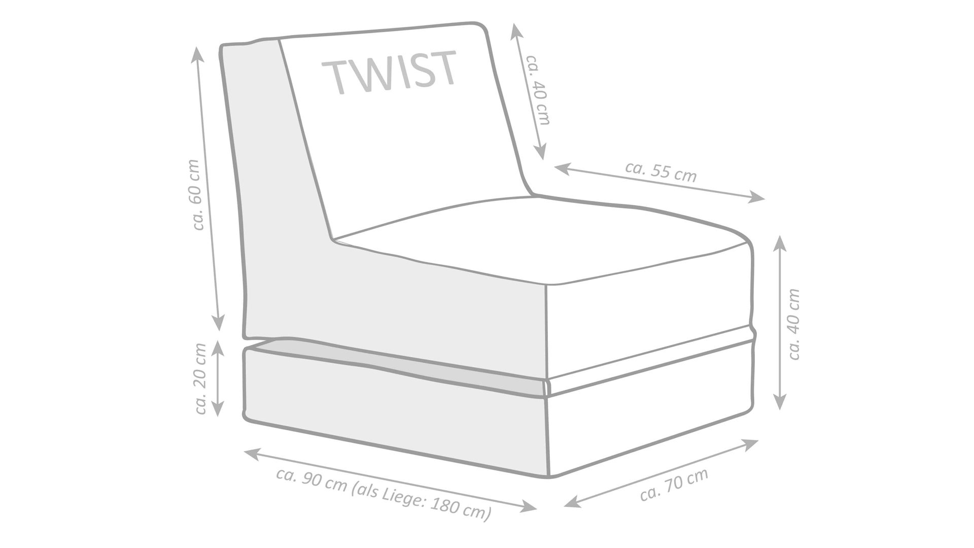 Sitzsack-Liege Magma sitting point aus Kunstfaser in Blau SITTING POINT Sitzsack-Sessel twist outside blaue Outdoor-Kunstfaser - ca. 300 Liter