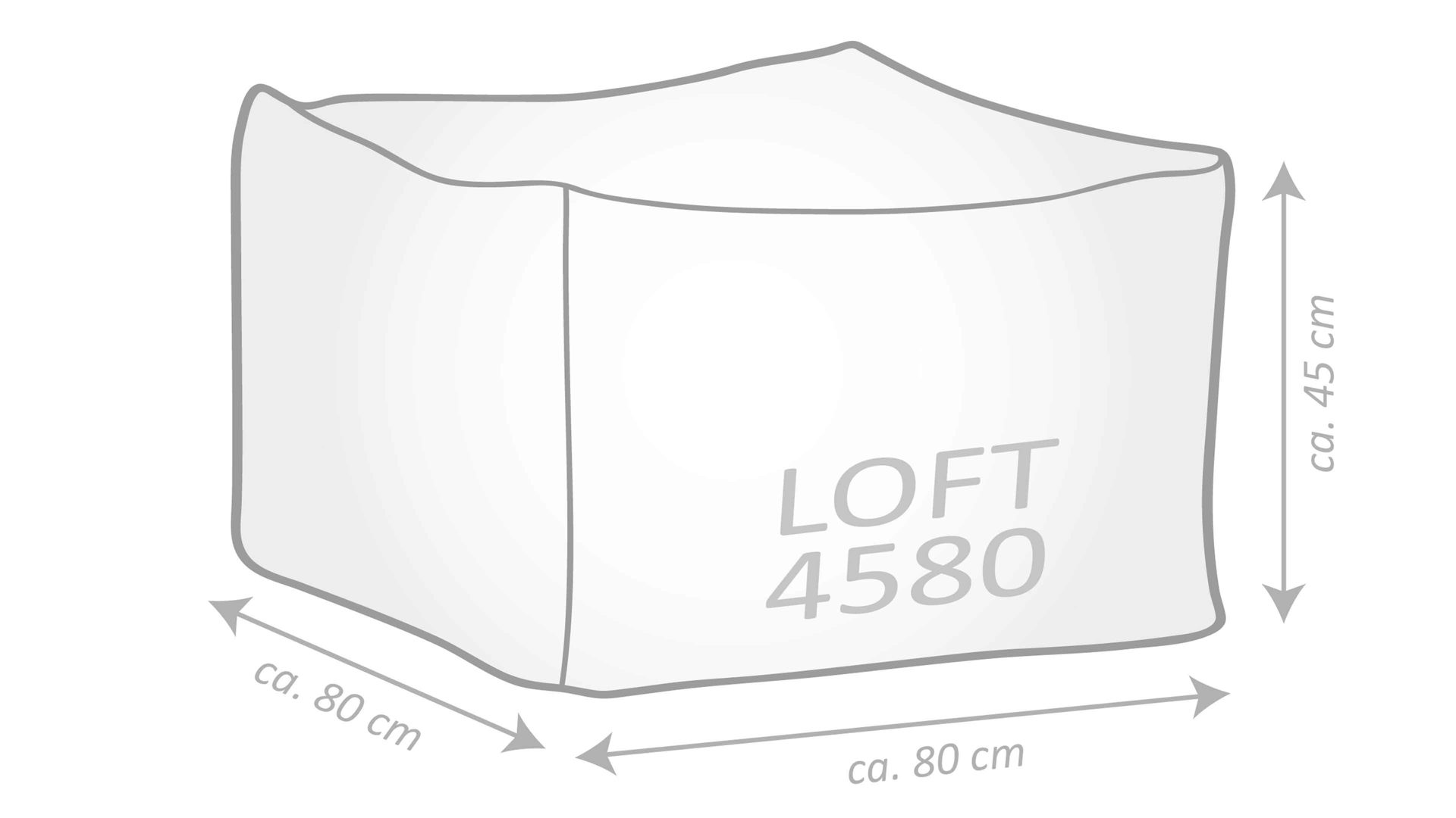Sitzsack-Hocker Magma sitting point aus Kunstfaser in Hellgrau SITTING POINT Sitzsack-Hocker loft outside als Kleinmöbel graue Outdoor-Kunstfaser – ca. 80 x 80 cm