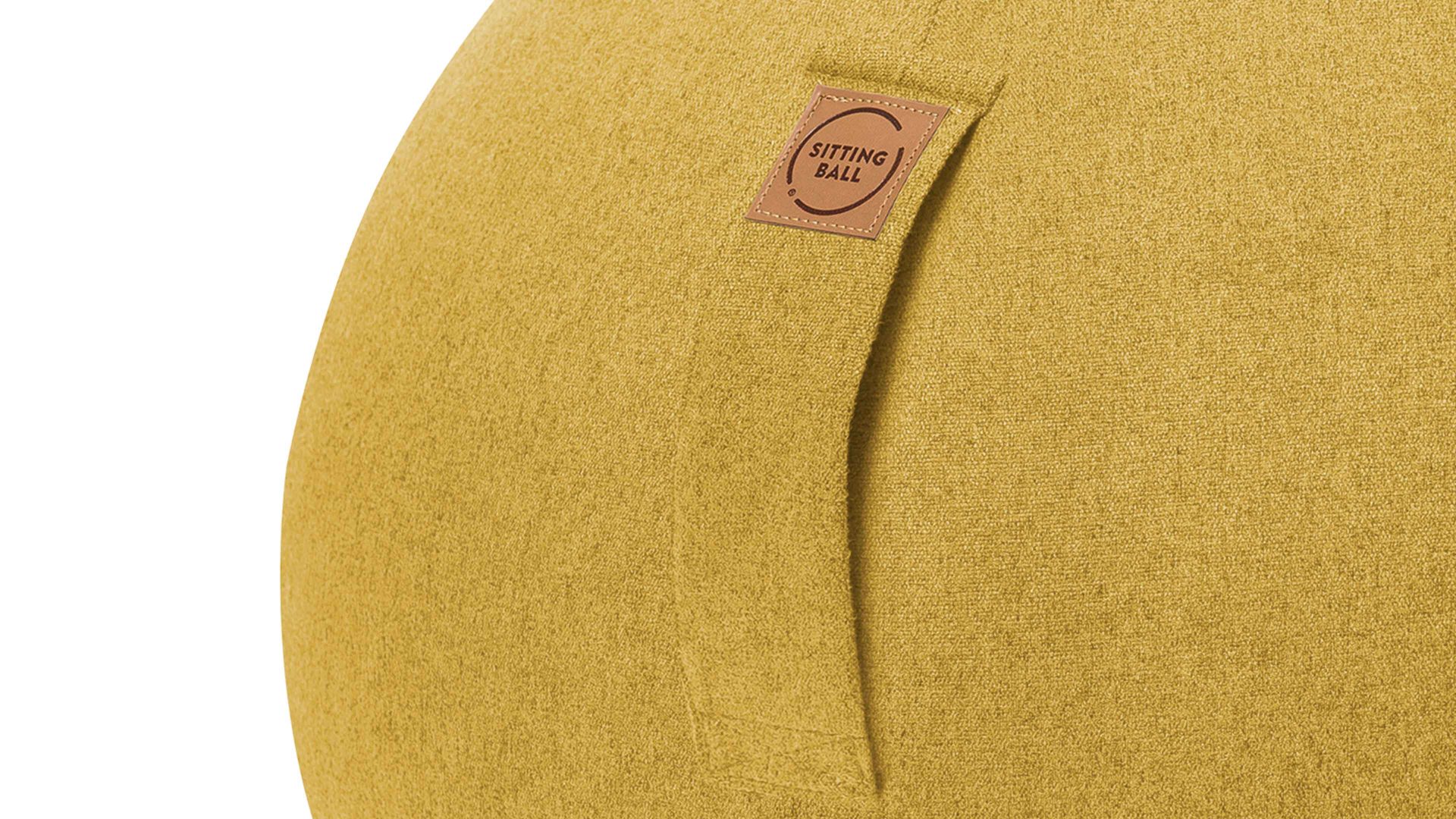 Sitzball Magma sitting point aus Kunstfaser in Gelb SITTING BALL® Felt senffarbener Bezug – Durchmesser ca. 65 cm
