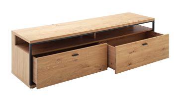 Wohnwand Mca furniture aus Holz in Holzfarben Wohnprogramm Bari - Wohnwand Asteiche Bianco – vierteilig, Breite ca. 300 cm