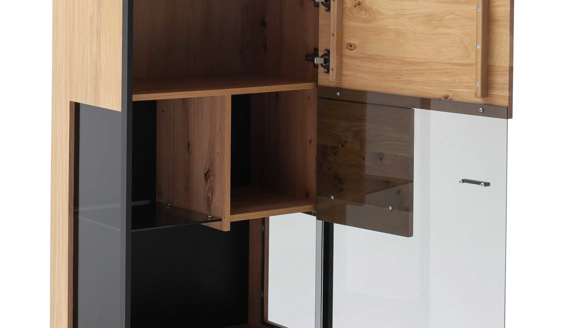 Highboard Mca furniture aus Holz in Holzfarben Wohnprogramm Bari - Highboard Asteiche Bianco – eine Türe, Breite ca. 68 cm
