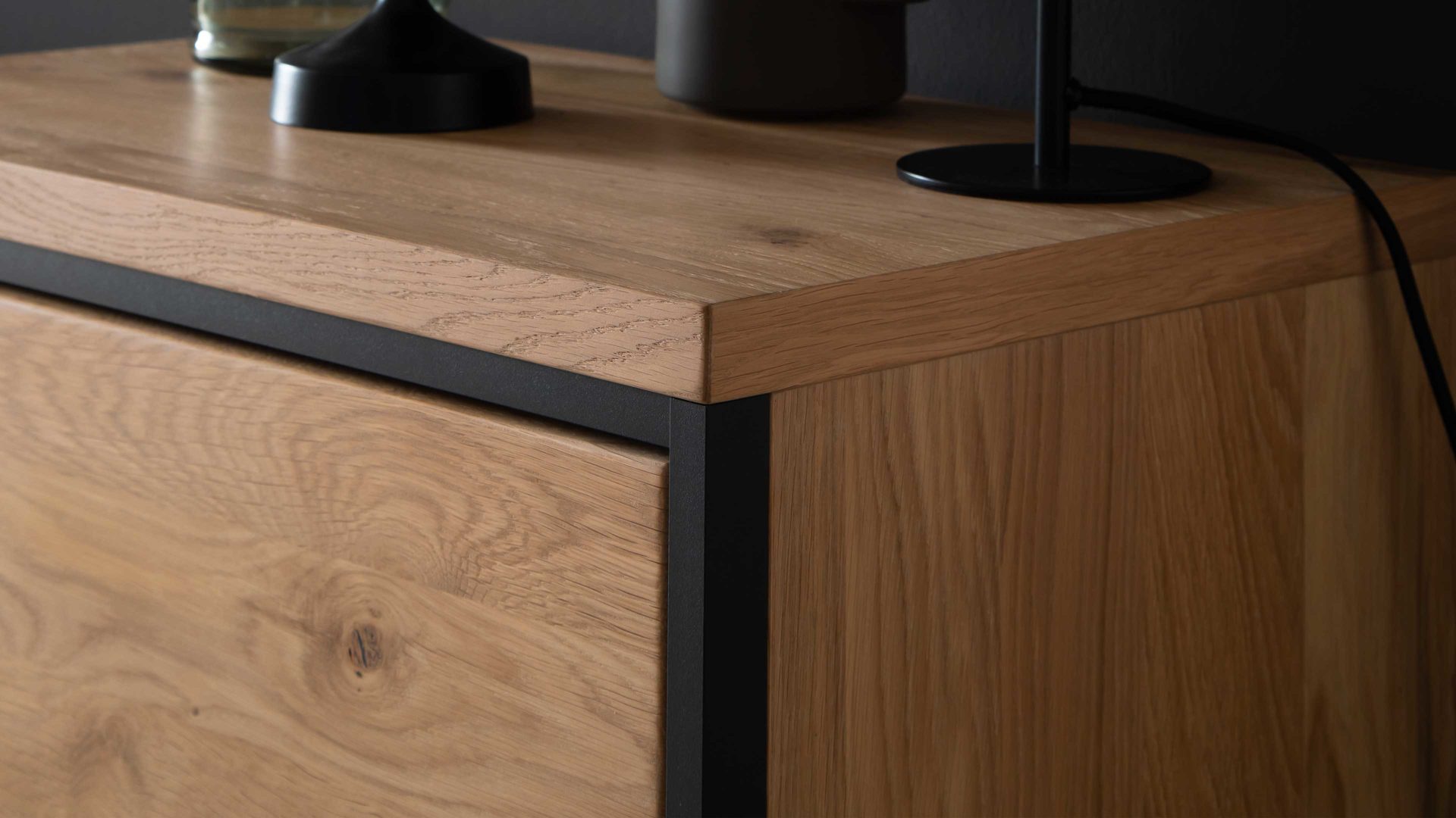 Lowboard Mca direkt aus Holz in Holzfarben Wohnprogramm Bari - Lowboard Asteiche Bianco – zwei Schubladen, Länge ca. 183 cm