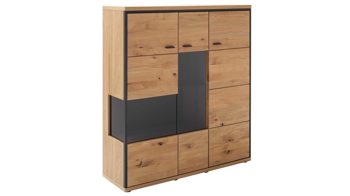 Highboard Mca direkt aus Holz in Holzfarben Wohnprogramm Bari - Highboard Asteiche Bianco – eine Tür, Breite ca. 123 cm