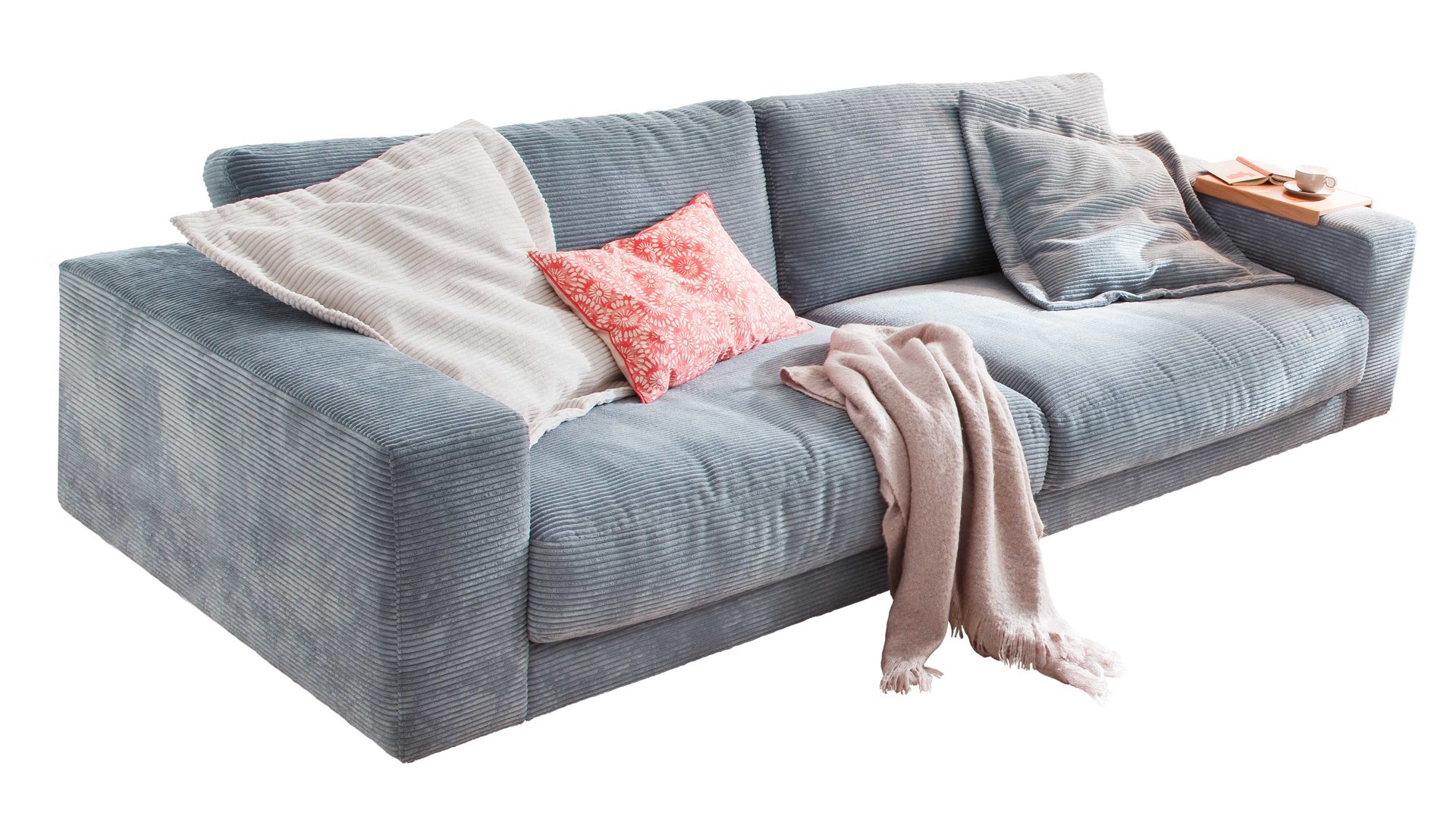 Bigsofa SOFAkultur aus Stoff in Hellblau SOFAkultur Programm SK 267 - Bigsofa hellblauer Cordbezug - Länge ca. 290 cm