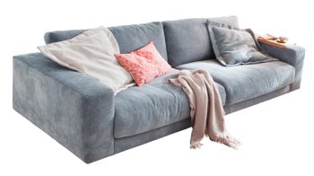 Bigsofa SOFAkultur aus Stoff in Hellblau SOFAkultur Programm SK 267 - Bigsofa hellblauer Cordbezug - Länge ca. 290 cm