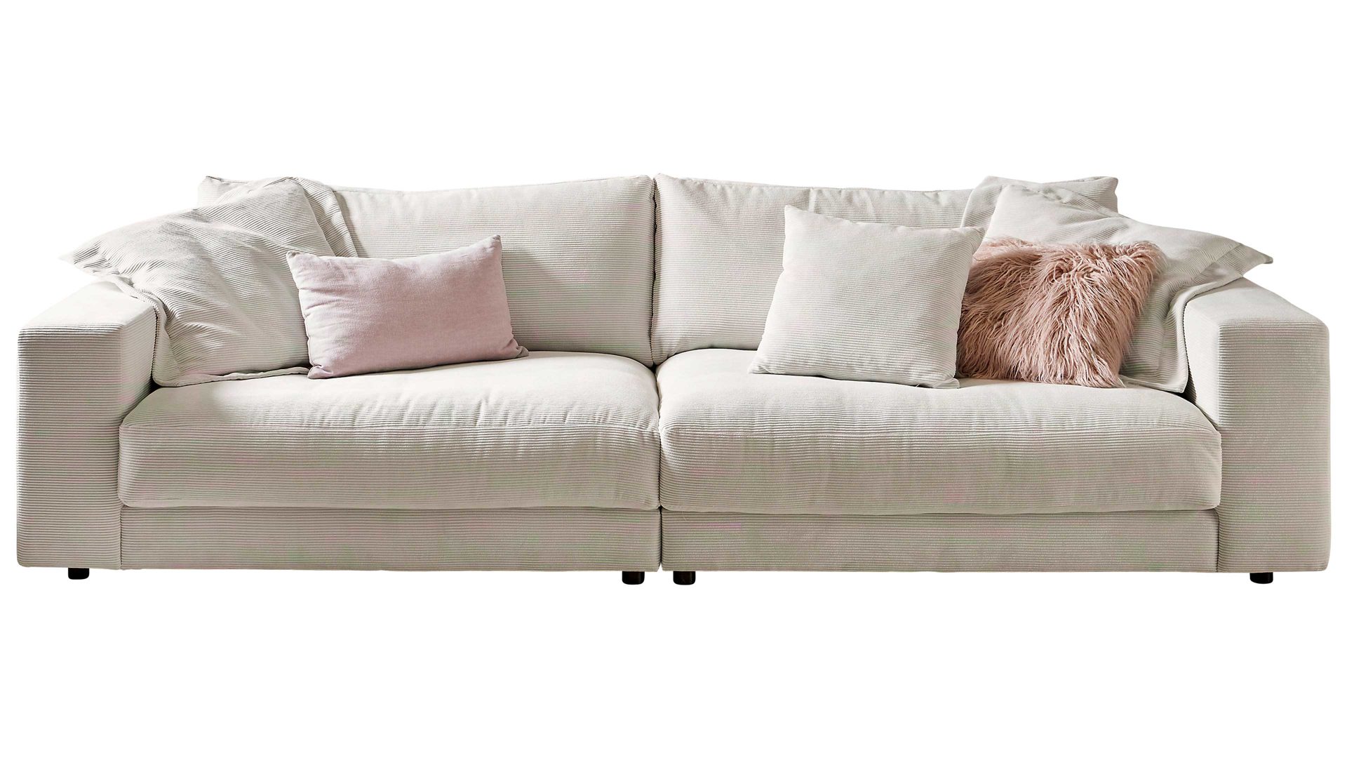 Bigsofa SOFAkultur aus Stoff in Weiß SOFAkultur Programm SK 267 - Bigsofa schneeweißer Cordbezug - Länge ca. 290 cm