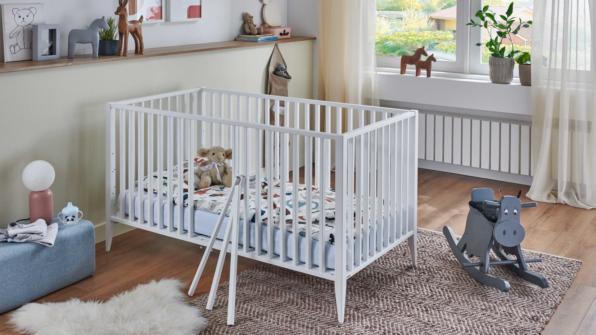 Babybett Paidi aus Holz in Weiß PAIDI Felie – Babybettgestell Kreideweiß - Liegefläche ca. 70 x 140 cm