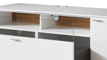 Lowboard Venjakob aus Kunststoff in Weiß VENJAKOB Wohnprogramm Sentino 3000 - Lowboard kristallweiße matte Lackoberflächen – ca. 182 x 55 x 53 cm