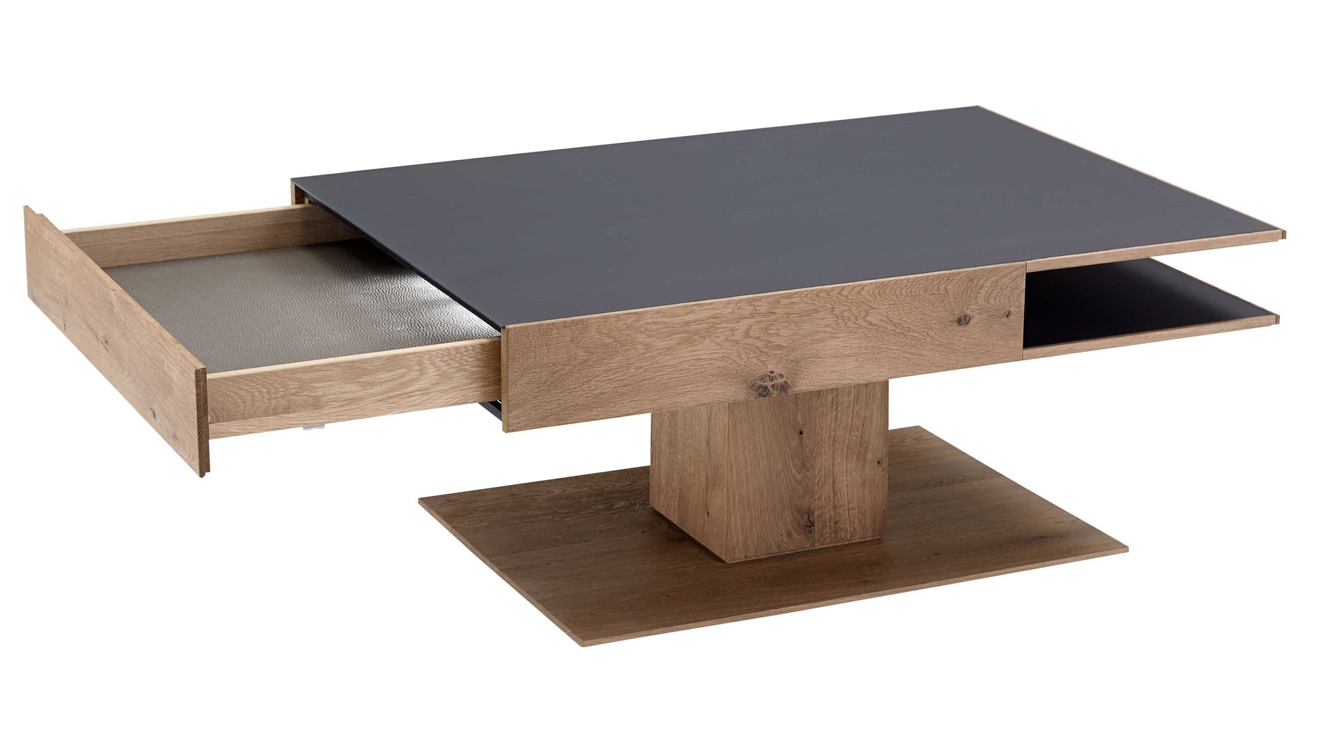 Couchtisch Hartmann aus Holz in Anthrazit hartmann Serie Caya - Couchtisch bzw. Sofatisch anthrazitfarbenes Mattglas & Kerneiche – ca. 105 x 75 cm