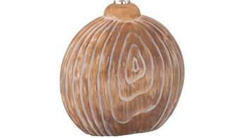 Tischleuchte Fh fischer & honsel aus Textil in Beige FH Tischleuchte Tobse holzfarbene Keramik & Leinen - Höhe ca. 39 cm