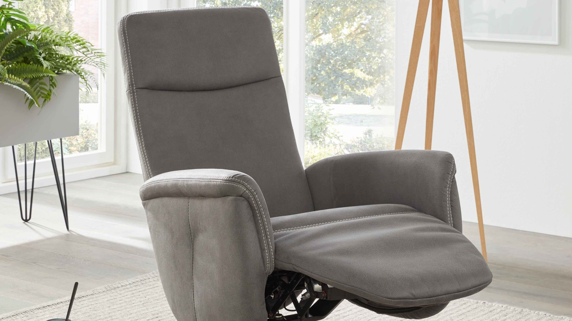 Relaxsessel modulmaster aus Stoff in Anthrazit Modulmaster MM-ZE1062 - Relaxsessel 1DRF anthrazitfarbener Stoffbezug Deluxe & schwarzer Sternfuß AD4S