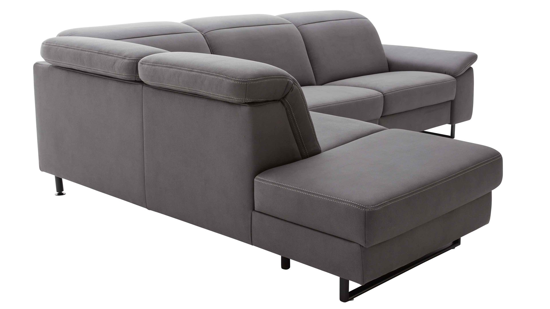 Ecksofa modulmaster aus Stoff in Anthrazit Modulmaster MM-ZE1147 - Ecksofa anthrazitfarbener Stoffbezug Deluxe & schwarze Metallfüße - Stellfläche ca. 266 x 227 cm
