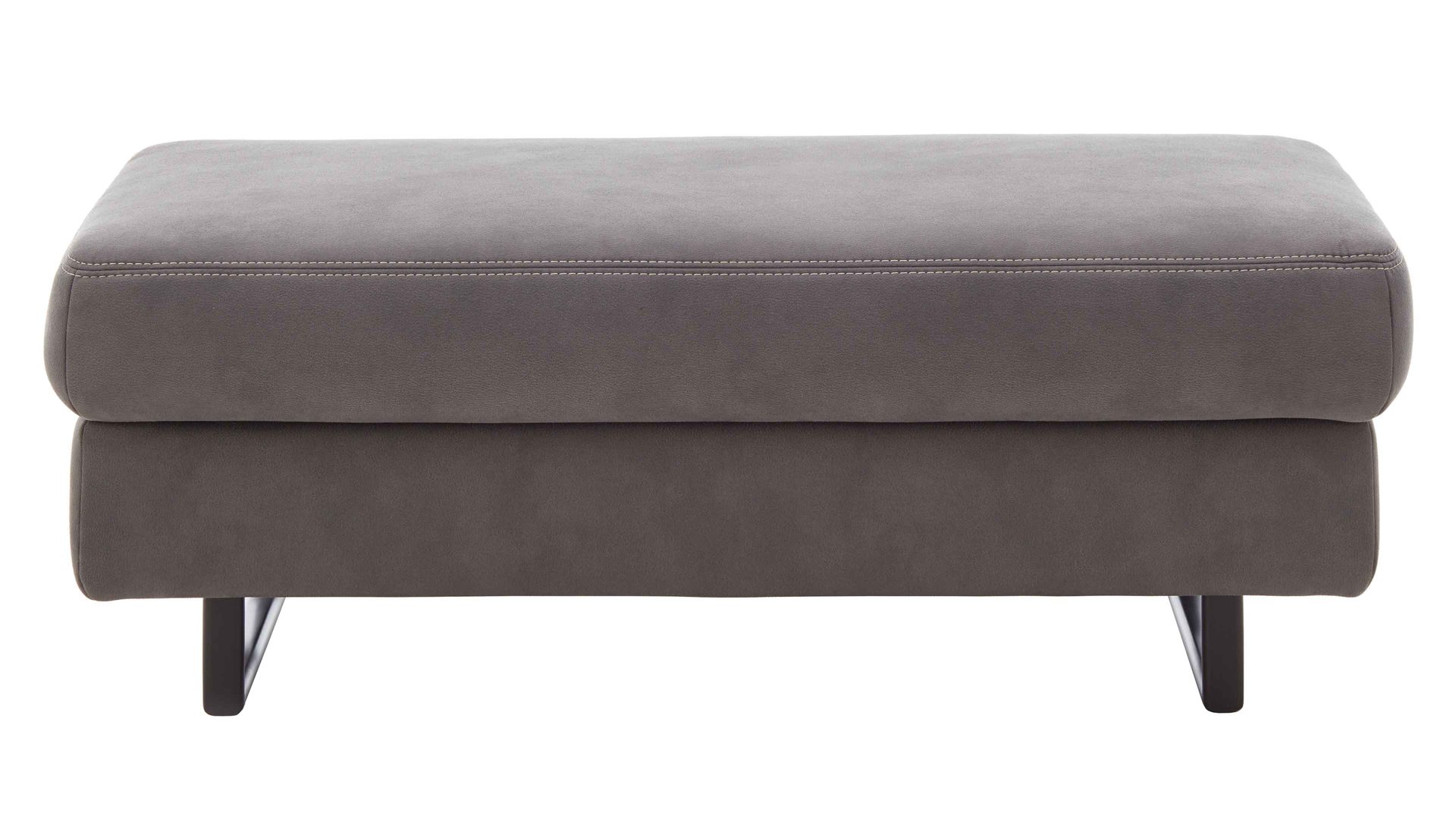 Polsterhocker modulmaster aus Stoff in Anthrazit Modulmaster MM-ZE1147 - XXL-Hocker anthrazitfarbener Stoffbezug Deluxe & schwarze Metallfüße - ca. 132 x 67 cm