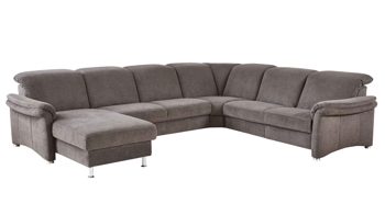 Ecksofa modulmaster aus Stoff in Dunkelgrau Modulmaster MM-ZE1106 - Wohnlandschaft graue Chenille Belle & Alufüße - Stellfläche ca. 338 x 270 cm
