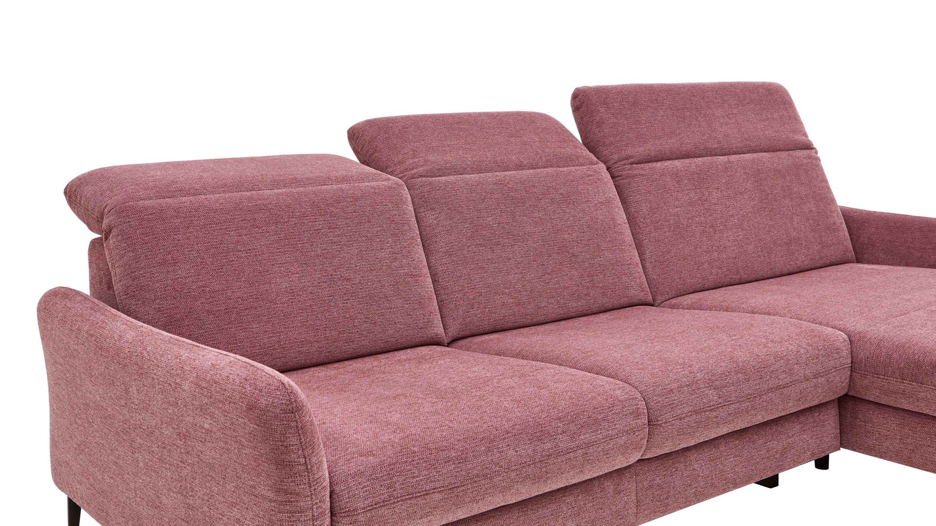 Ecksofa modulmaster aus Stoff in Rosa Modulmaster MM-ZE1130 - Ecksofa rosé Webstoff Famosa wine & schwarze Alufüße - Stellfläche ca. 270 x 194 cm