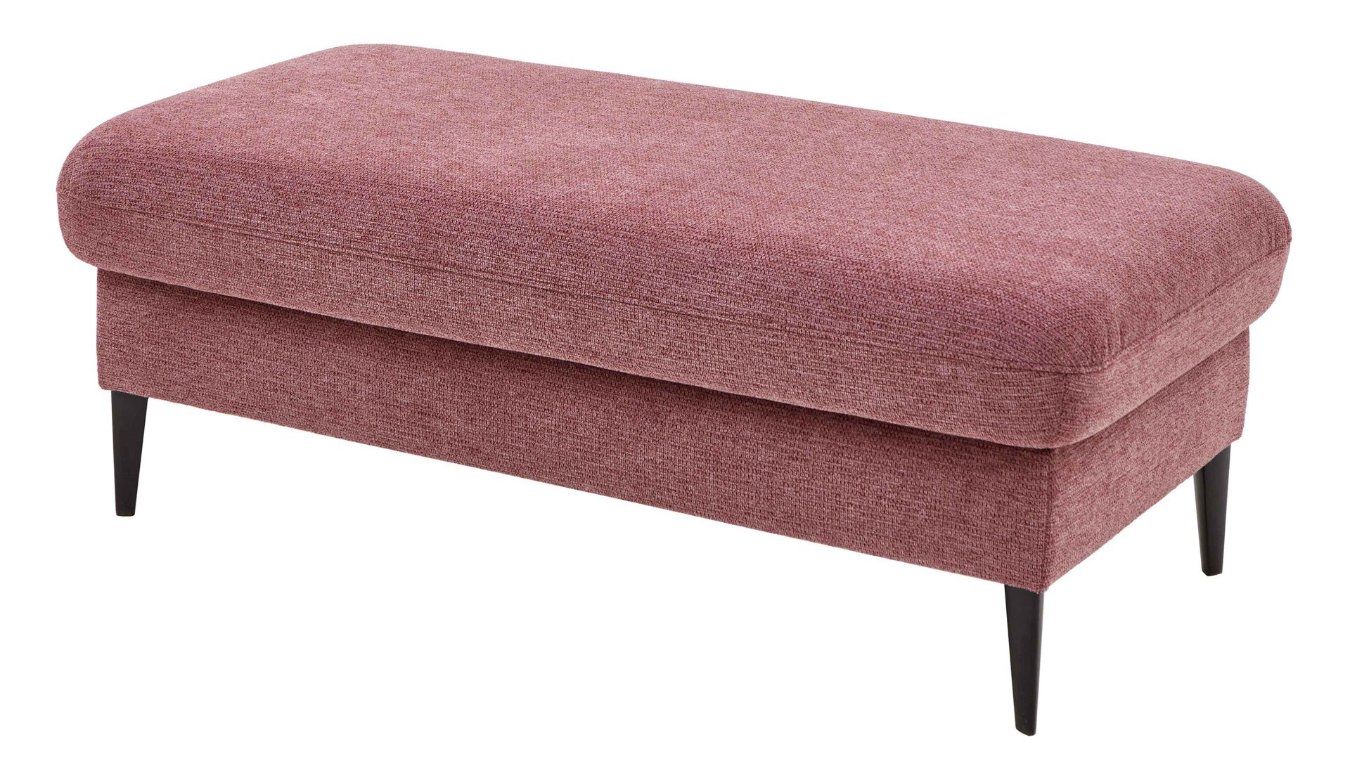 Polsterhocker modulmaster aus Stoff in Rosa Modulmaster MM-ZE1130 - XXL-Hocker rosé Webstoff Famosa wine & schwarze Alufüße - ca. 130 x 65 cm
