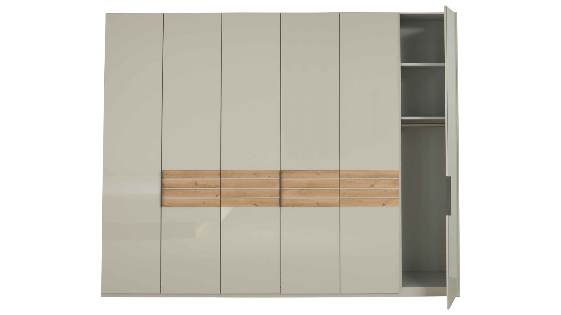 Komplettzimmer Interliving aus Holz in Hellgrau Interliving Schlafzimmer Serie 1026 – Komplettzimmer Champagner & Eiche bianco - vierteilig