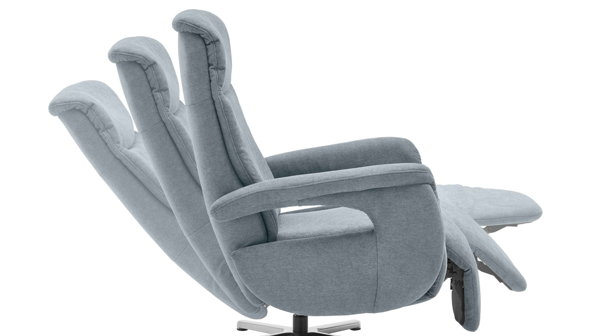 Relaxsessel modulmaster aus Stoff in Hellblau Modulmaster MM-MP1063 - Relaxsessel 1DRF stahlfarbene Chenille Nemo & Chrom-Kreuzfuß