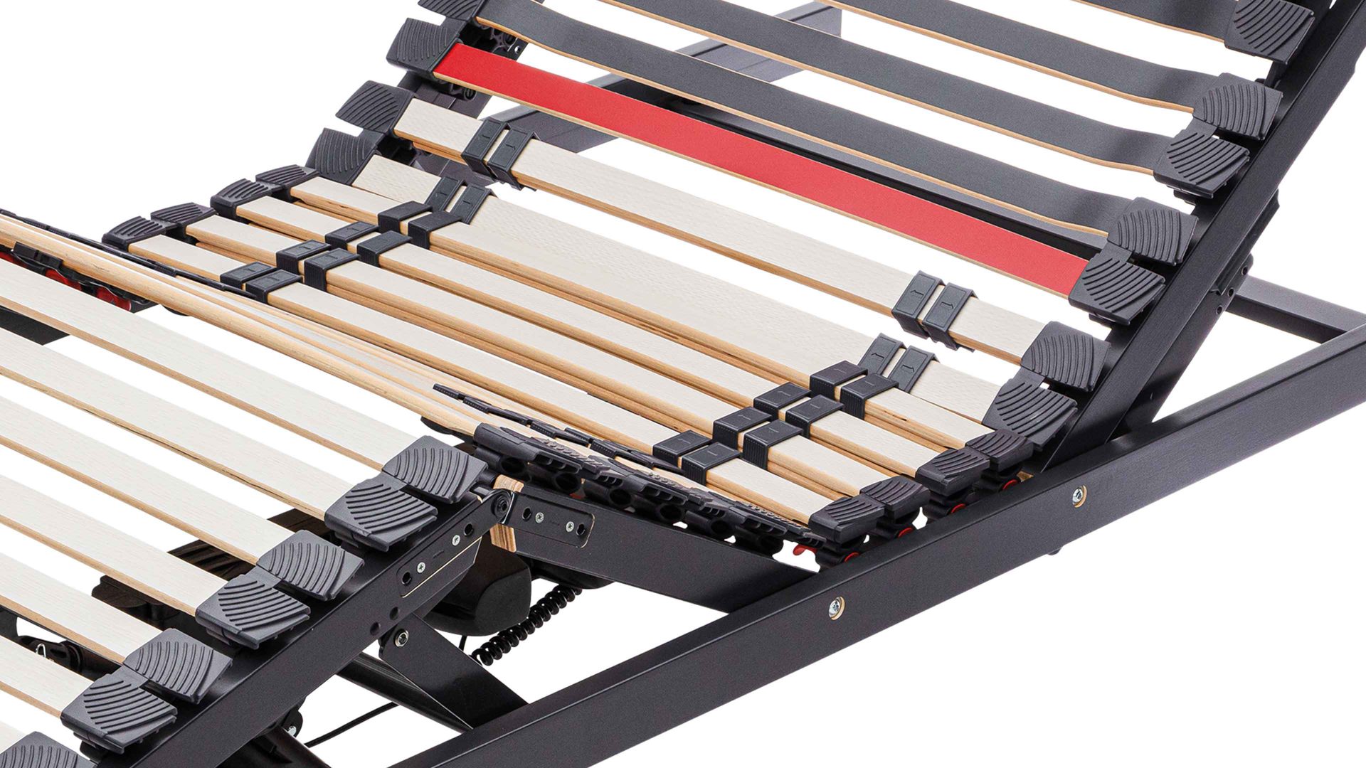 Lattenrost Interliving aus Holz in Anthrazit Interliving Lattenrost Serie 1950 - V6586 Funk & drei Motoren – Liegefläche ca. 100 x 200 cm