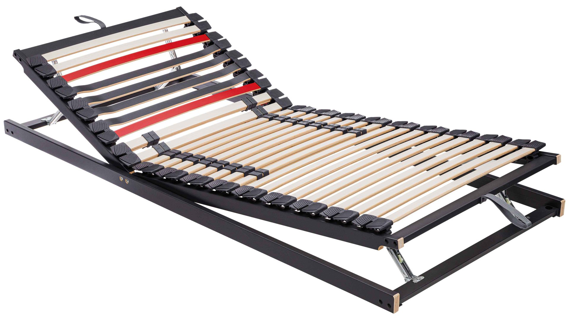 Lattenrost Interliving aus Holz in Anthrazit Interliving Lattenrost Serie 1950 mit Hebehilfe mit Hebehelfe manuell verstellbar – Liegefläche ca. 140 x 200 cm