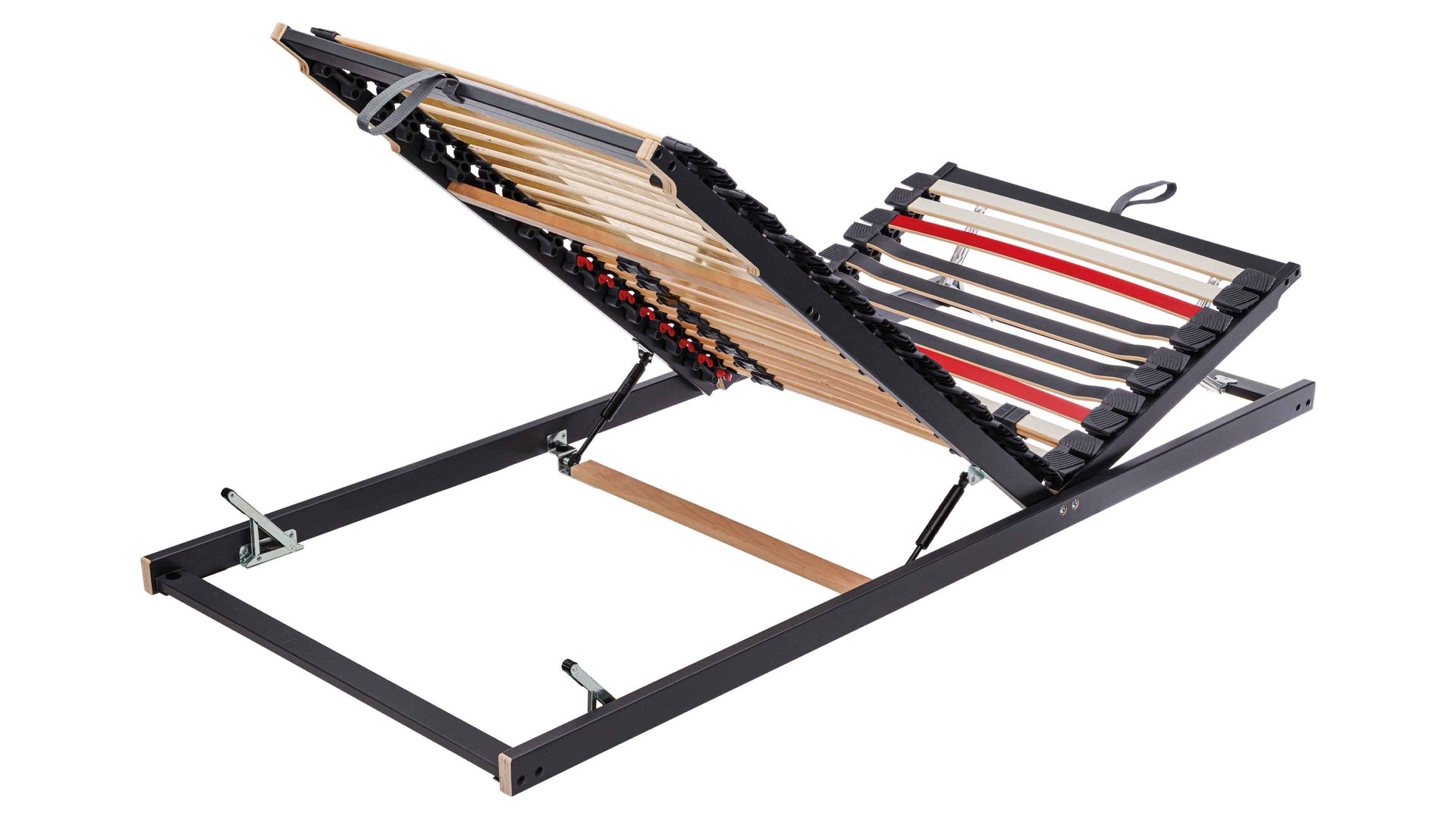 Lattenrost Interliving aus Holz in Anthrazit Interliving Lattenrost Serie 1950 mit Hebehilfe mit Hebehelfe manuell verstellbar – Liegefläche ca. 90 x 190 cm