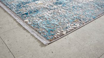 Webteppich Interliving aus Mischgewebe in Blau Interliving Teppich Serie L-8700 Grau-Blau – ca. 67 x 130 cm