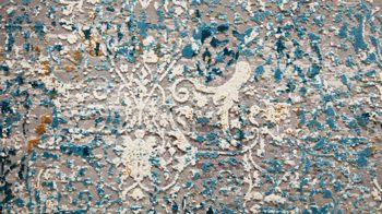 Webteppich Interliving aus Mischgewebe in Blau Interliving Teppich Serie L-8700 Grau-Blau – ca. 67 x 130 cm
