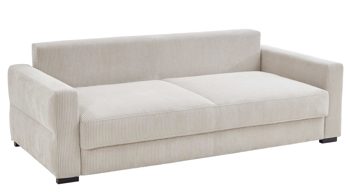 Einzelsofa Restyl aus Stoff in Beige Sofa Linett naturfarbener Cord 6576 & schwarze Holzfüße