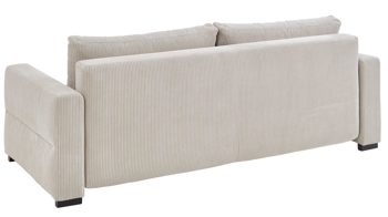 Schlafsofa Restyl aus Stoff in Beige Schlafsofa Linett naturfarbener Cord 6576 & schwarze Holzfüße