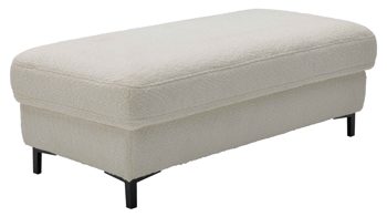 Funktionshocker Interliving aus Stoff in Weiß Interliving Sofa Serie 4054 – Funktionshocker HoF naturweiße Chenille & schwarze Metallfüße – ca. 130 x 60 cm