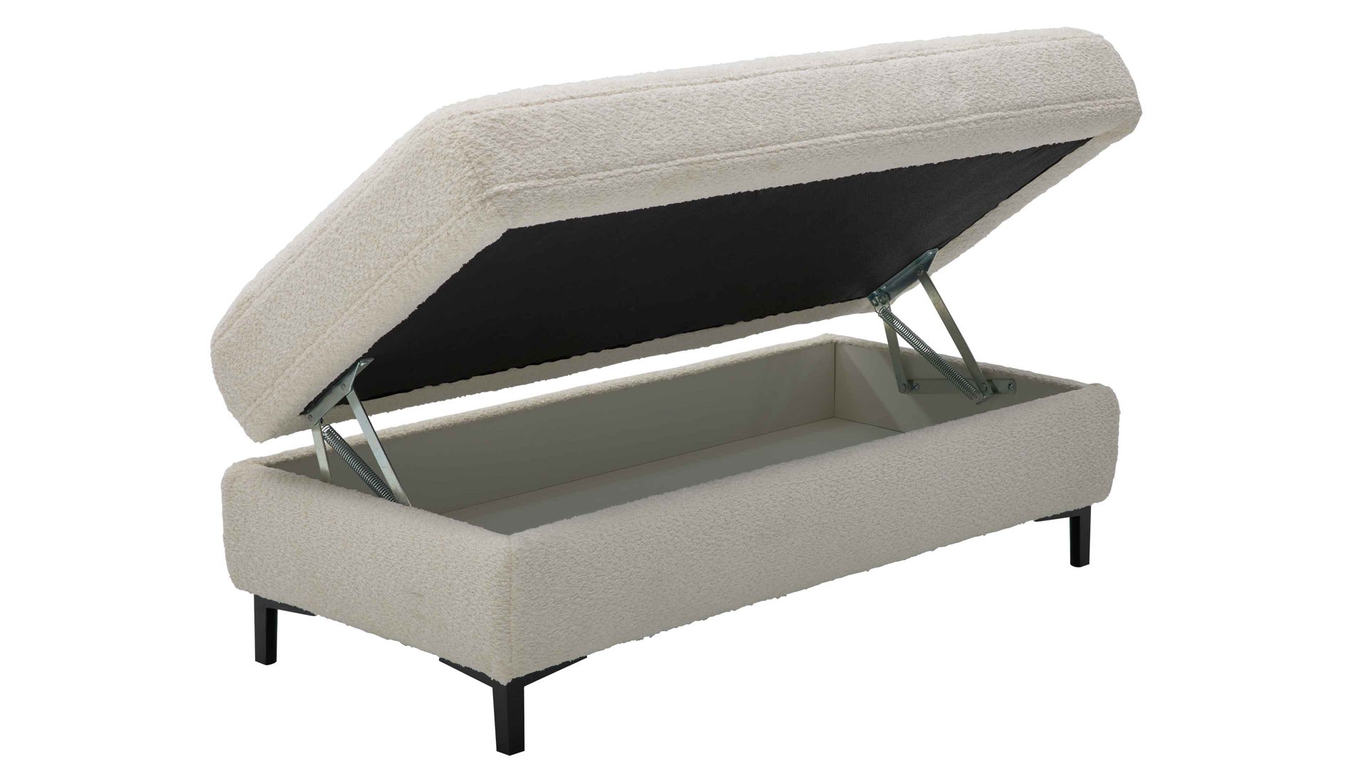 Funktionshocker Interliving aus Stoff in Weiß Interliving Sofa Serie 4054 – Funktionshocker naturweiße Chenille & schwarze Metallfüße – ca. 130 x 60 cm