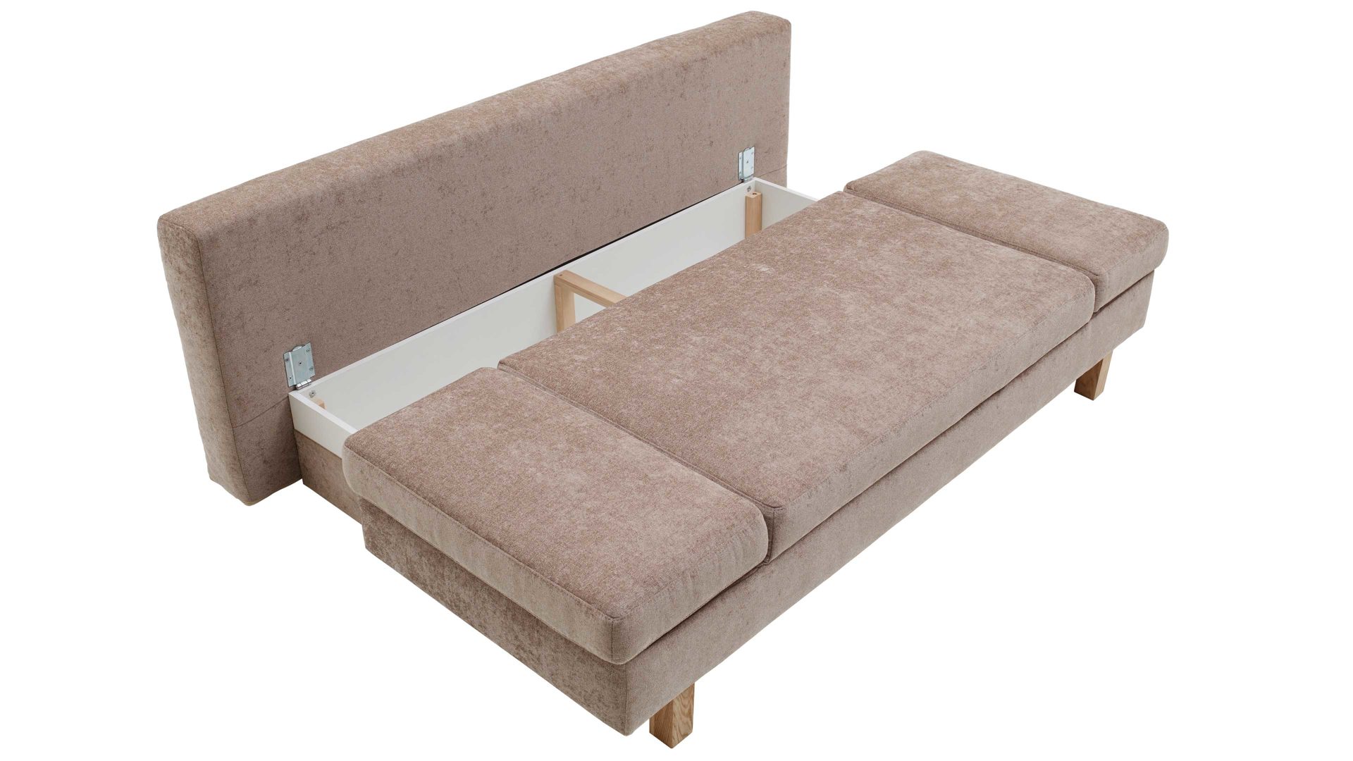 Schlafsofa Restyl aus Stoff in Beige Schlafsofa Tino beiger Bezug 2-6799 & Buchenholzfüße