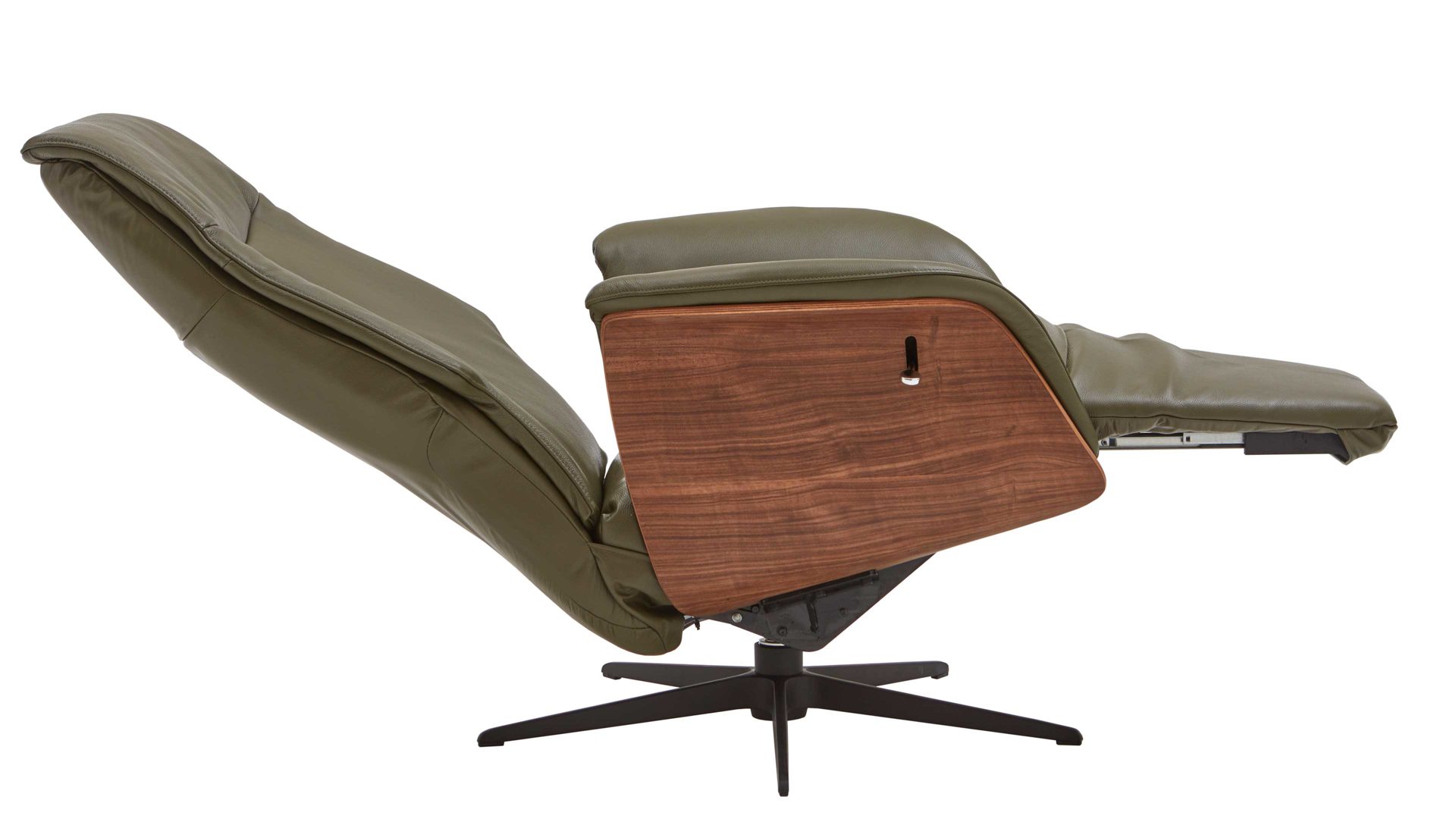 Relaxsessel Hjort knudsen aus Leder in Dunkelgrün Relaxsessel bzw. Drehsessel - Polstermöbel dunkelgrünes Leder Split 314 & Schwarzer-Sternfuß