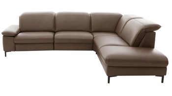 Ecksofa modulmaster aus Leder in Braun Modulmaster MM-PN1137 - Ecksofa steinfarbenes Leder Torro & schwarze Metallfüße - Stellfläche ca. 297 x 245 cm