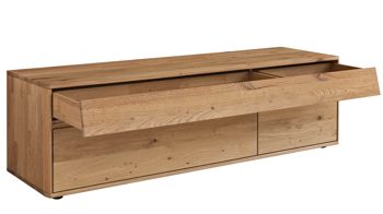 Wohnwand Decker aus Holz in Holzfarben Wohnkombination biancofarbene Wildeiche – vierteilig, Breite ca. 344 cm