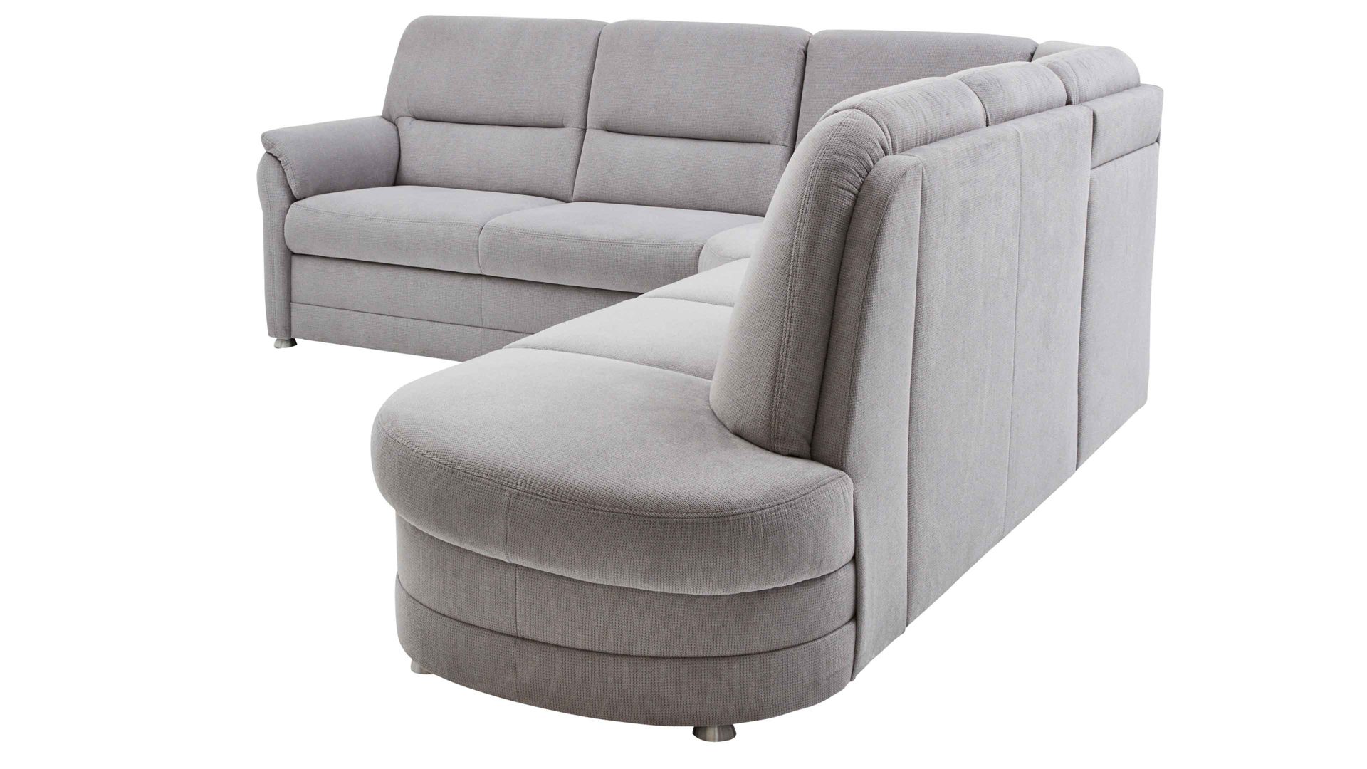 Ecksofa modulmaster aus Stoff in Hellgrau Modulmaster MM-PP1013 - Polsterecke silberfarbene Chenille & Alufüße - Stellfläche ca. 253 x 273 cm