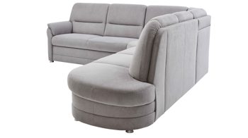Ecksofa modulmaster aus Stoff in Hellgrau Modulmaster MM-PP1013 - Polsterecke silberfarbene Chenille & Alufüße - Stellfläche ca. 253 x 273 cm