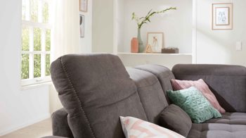 Ecksofa modulmaster aus Stoff in Grau Modulmaster MM-PP1058 - Ecksofa schieferfarbene Mikro-Chenille Charly & Wildeiche – Stellfläche ca. 273 x 243 cm